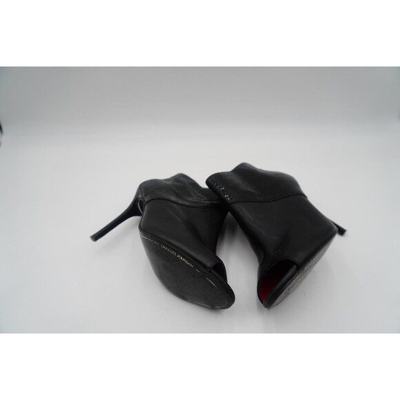 Charles Jourdan Black Snakeskin Back Zipper Peep Toe Stiletto Ankle Boot Sz 8.5 - Picture 6 of 12